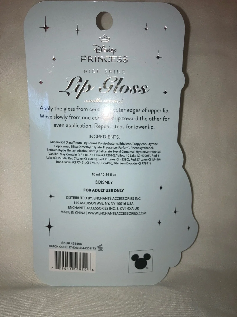 Disney Princess Lip Gloss Trio with Charms Belle Cinderella‎ Repunzel  Vanilla